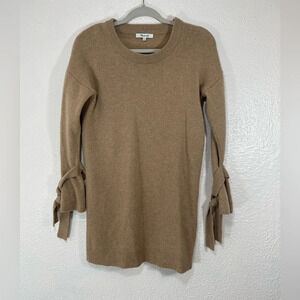 Madewell Tie Cuff Sweater Dress 100% Merino Wool Camel Tan Women’s Size Small